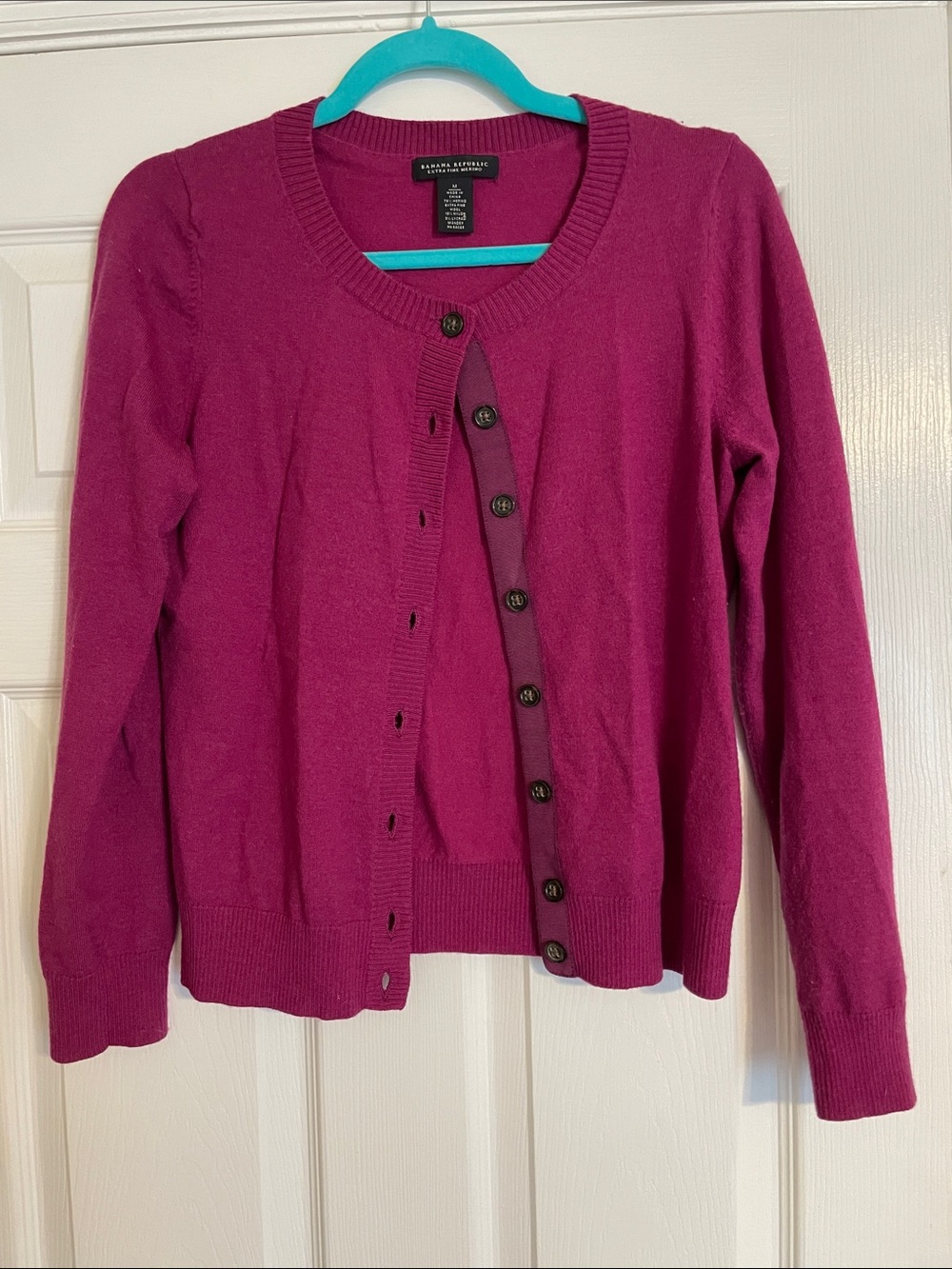 Banana Republic Women's merino wool Berry Crewneck Button Cardigan